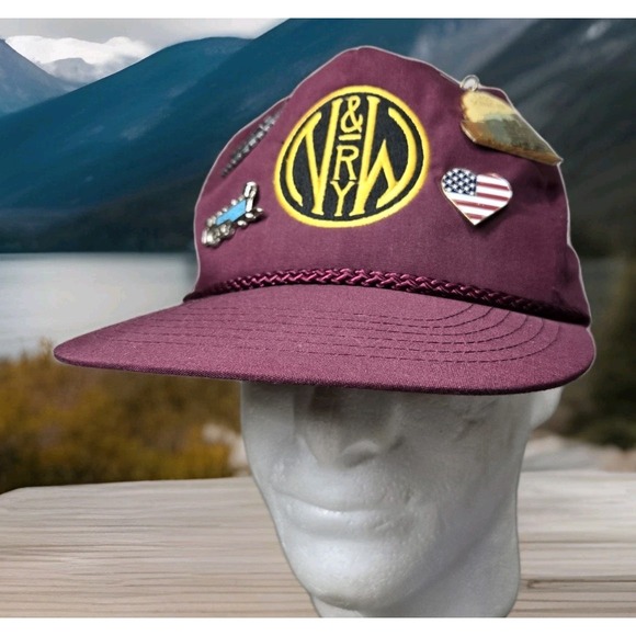 OTTO Other - Vintage Norfolk Western Hat Adult Red Otto Strapback‎ Cap With Pins